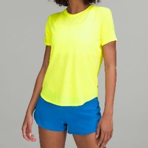 Lululemon High Neck Run and Train Tee, Size 6, Electric Yellow